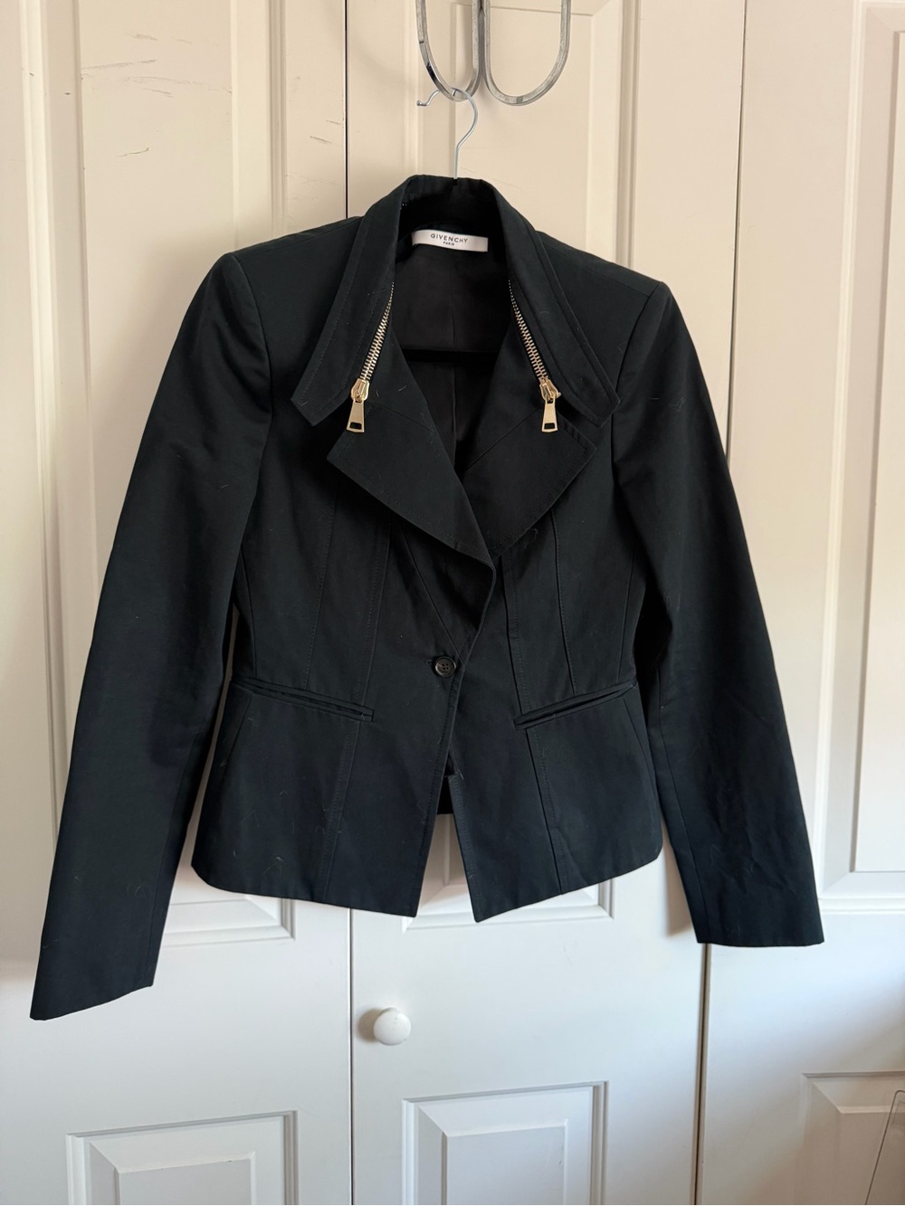 Givenchy Black Tailored Jacket with Gold Zip Accents
